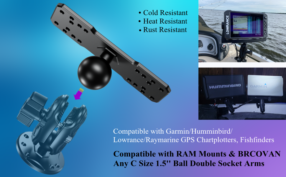 Compatible with RAM Mounts C Size 1.5 inch Ball Double Socket Arm