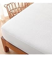 King Size Waterproof Mattress Protector Fitted Terry Mattress Pad Cover with Deep Pocket Up to 18''