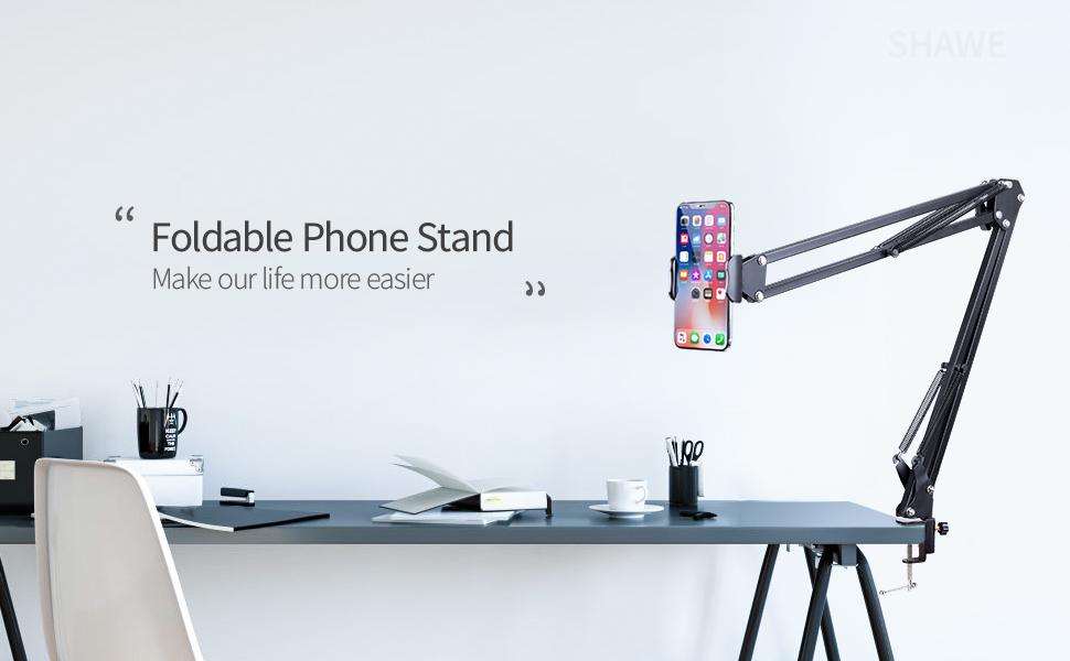 Cell Phone Holder Phone Clip Holder for Desk for 3.5-6.5in Phone Mobile Stand for Bed Office Kitchen