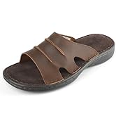 riemot Men's Leather Sandals Outdoor Walking Cushioning Arch Support Sandals Casual Lightweight N...