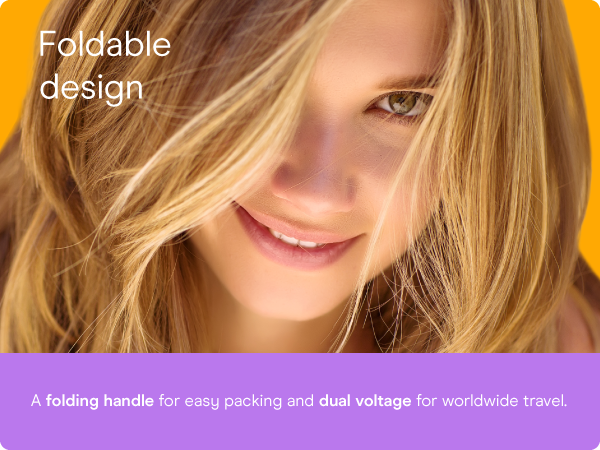 Conair small, mini, and compact hair dryer for travel. Handle folds for easy storage.