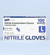Supmedic Medical Soft Max Nitrile Exam Gloves, 100 Count Latex-Free Powder-Free Non-Sterile Food...