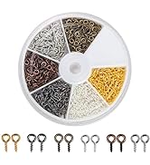 Coolrunner 6 Colors 600-1200Pcs Small Screw Eye Pins, Eye pins Hooks, Eyelets Screw Threaded Silv...