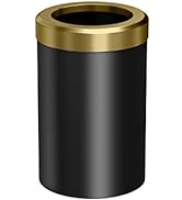 Gatco 1930 Modern Round Waste Basket, Matte Black and Brushed Brass Combo / 11.88" H x 7.63" Dia ...