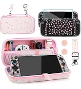 PAWDIARY Pink Sakura Carrying Case Compatible with Nintendo Switch 2 2025, with Hardshell Switch ...