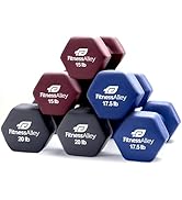 Fitness Alley Neoprene Workout Dumbbells - Non Slip, Anti Roll Exercise &amp; Fitness Dumbbells Combo...