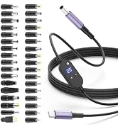 Universal USB C to DC Adapter 140W Barrel PD Trigger Cable with 34Tips | 4.9FT USB C to Barrel Pl...