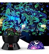MOKOQI Dinosaur Night Light Projector for Kids Toys for Boys Room, 360 Degree Rotation with 17 Co...