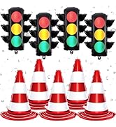 Tlswshsy 9 Pcs Racing Traffic Balloon Decoration, Traffic Cone and Light Balloons, Transportation...