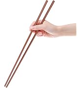 GLAMFIELDS 16.5 Inches Wooden Cooking Chopsticks Reusable for Noodles Frying Hotpot Extra Long Ki...