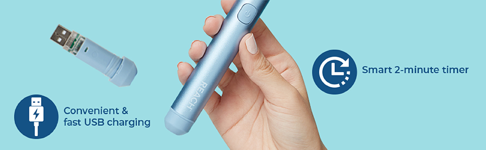 REACH, sonic toothbrush, power toothbrush, oral care, oral health, USB charger