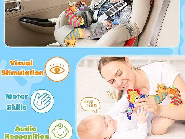 URMYWO Baby Newborn Boys and Girls Gifts, Wrist Rattles for Baby, Rattle Socks Toys for 0-6 Months