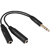 SiYear 6.35mm 1/4 inch Male Plug Stereo to 2 Dual 1/4 "TRS Female Jack Connector Audio Speaker Ca...