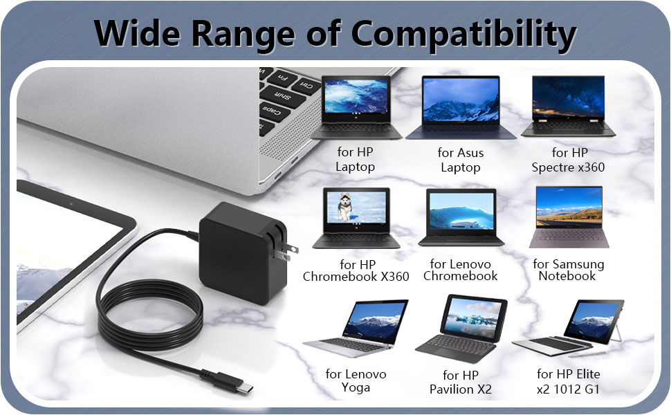 HP,Acer,Lenovo,ThinkPad, Dell, Asus, Chromebooks, MacBooks, Huawei, Samsung, and most USB-C laptops