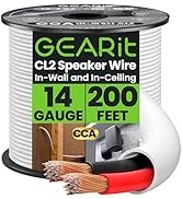 GEARit 14 Gauge Speaker Wire, CL2 Rated 14 Gauge Wire 200ft, Audio Cable with Red/Black Color Cod...