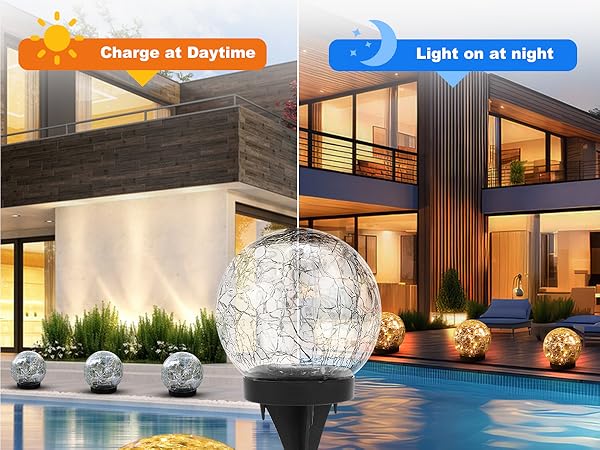 Solar Globe Lights Outdoor Waterproof