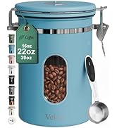 Veken Coffee Canister with Window, Airtight Stainless Steel Kitchen Food Storage Container with L...