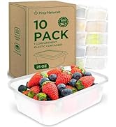 PrepNaturals 10 Pack Meal Prep Containers - 10 Pack of 25 Oz 100% BPA-free Plastic Food Storage C...