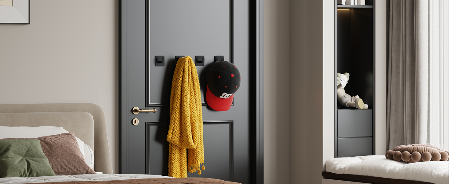 Bedroom door hooks for caps, scarves and clothes, convenient storage for everyday items