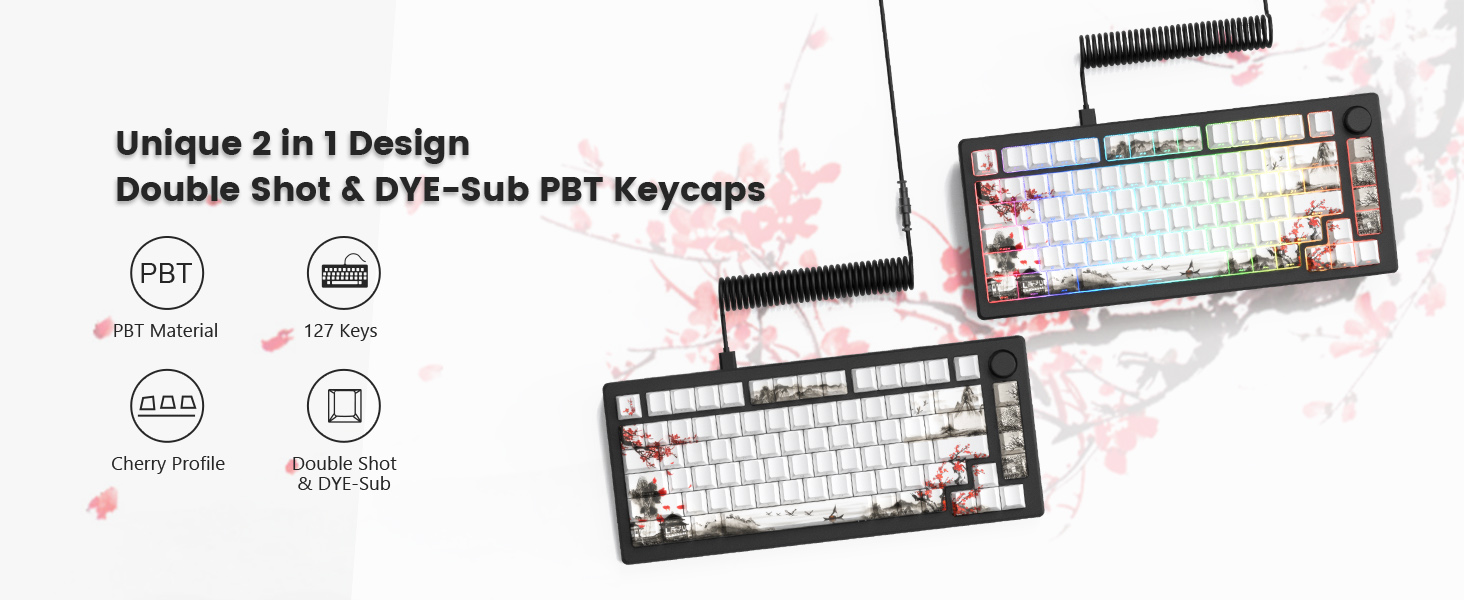 Womier Cherry Blossom Custom Keyboard PBT Keycaps
