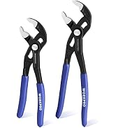WORKPRO 7" &amp; 10" Water Pump Pliers Set, V-Jaw Quick Adjustable Groove Joint Pliers, CR-V Tongue a...
