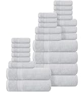BOUTIQUO 24 Pack Cotton Towel Set, Contains 6 Bath Towels 27x54 inch, 6 Hand Towels 16x24 inch &amp; ...