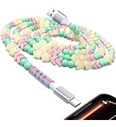 USB C Cable Beaded 6FT Cute USB Charger Cable for iPhone 17 17e 16e 16 15,USB-A to Type C Cord fo...