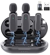 2 Pack Wireless Lavalier Microphone for iPhone iPad Android PC with Charging Case, Noise Reductio...