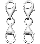 CooBigo Double Lobster Clasp 925 Sterling Silver Necklace Extenders for Women, 9mm Lobster Clasp ...