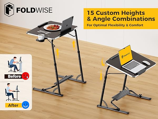 Laptop Table with 15 Custom Heights &amp;amp; Angle Combinations
