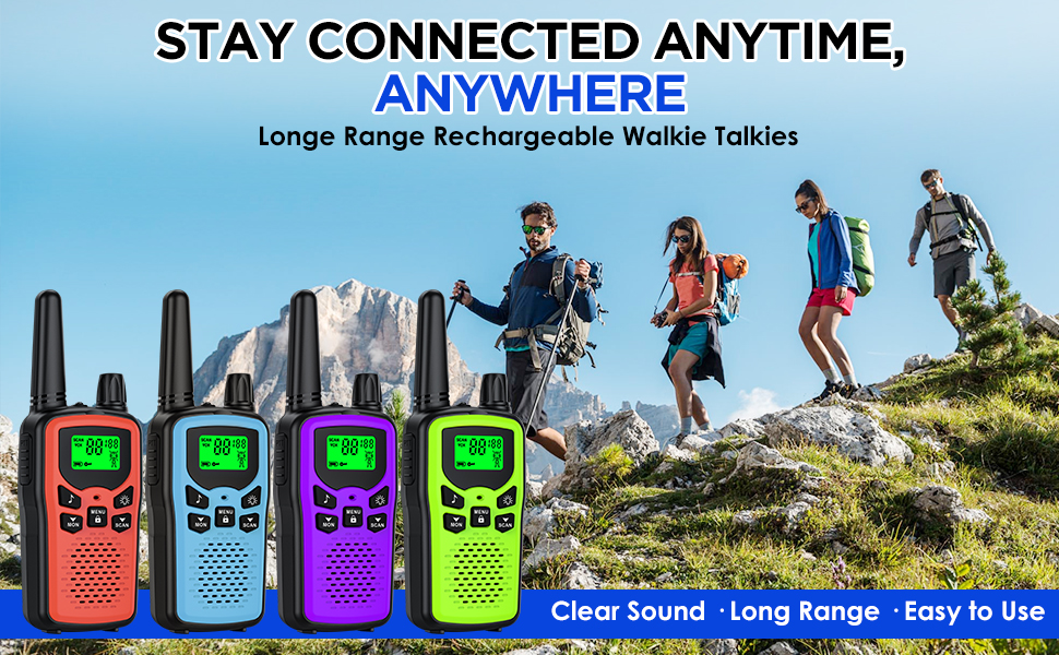easy to use long range rechargeable walkie talkies