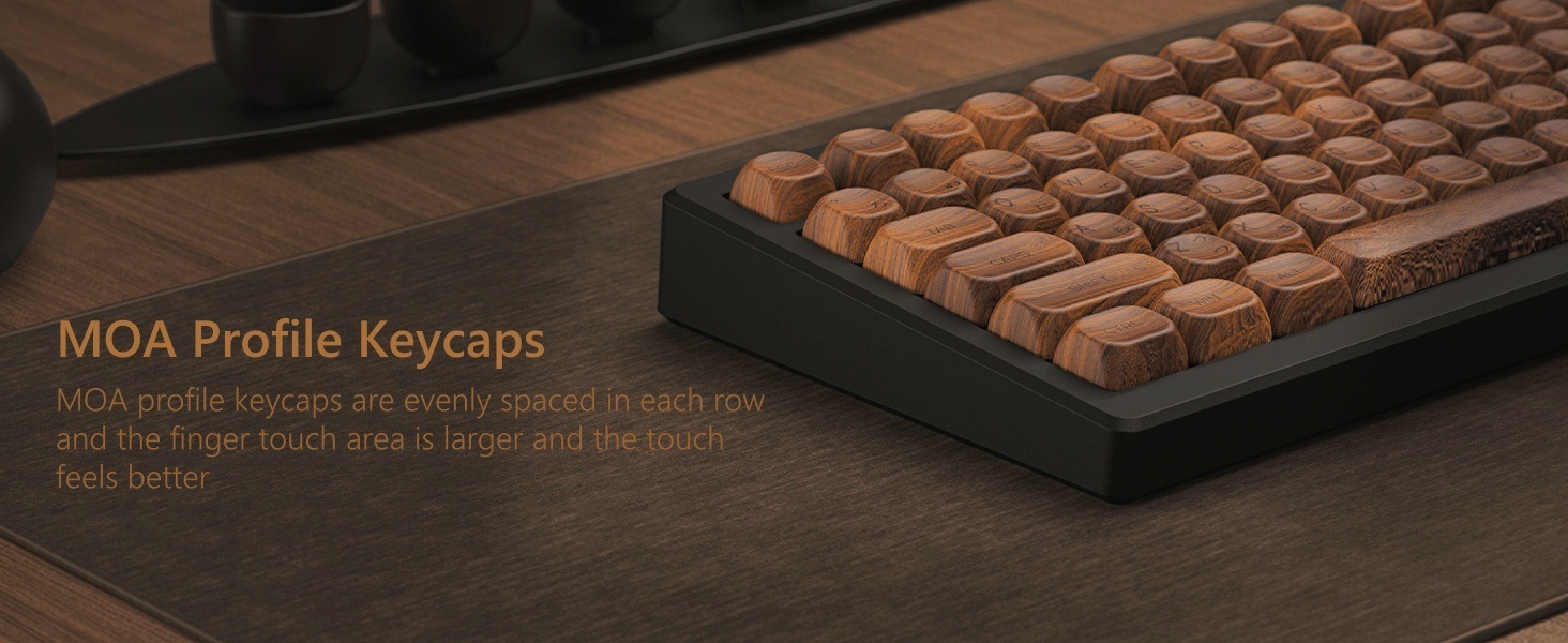 Womier PBT Keycaps - MOA Keycaps 75 Percent, Wood Dye-Sublimation Custom Keyboard Key Cap