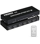 4K@60Hz HDMI Switch Splitter 2 in 4 Out with Remote, avedio links 2x4 HDMI Splitter Switcher 4K w...