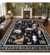 8x10 Area Rugs Living Room Rug: Vintage Washable Rug Floral Soft Carpet Indoor Floor Non-Slip Boh...