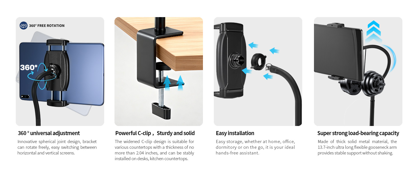 Gooseneck iPad Holder Clamp Mount