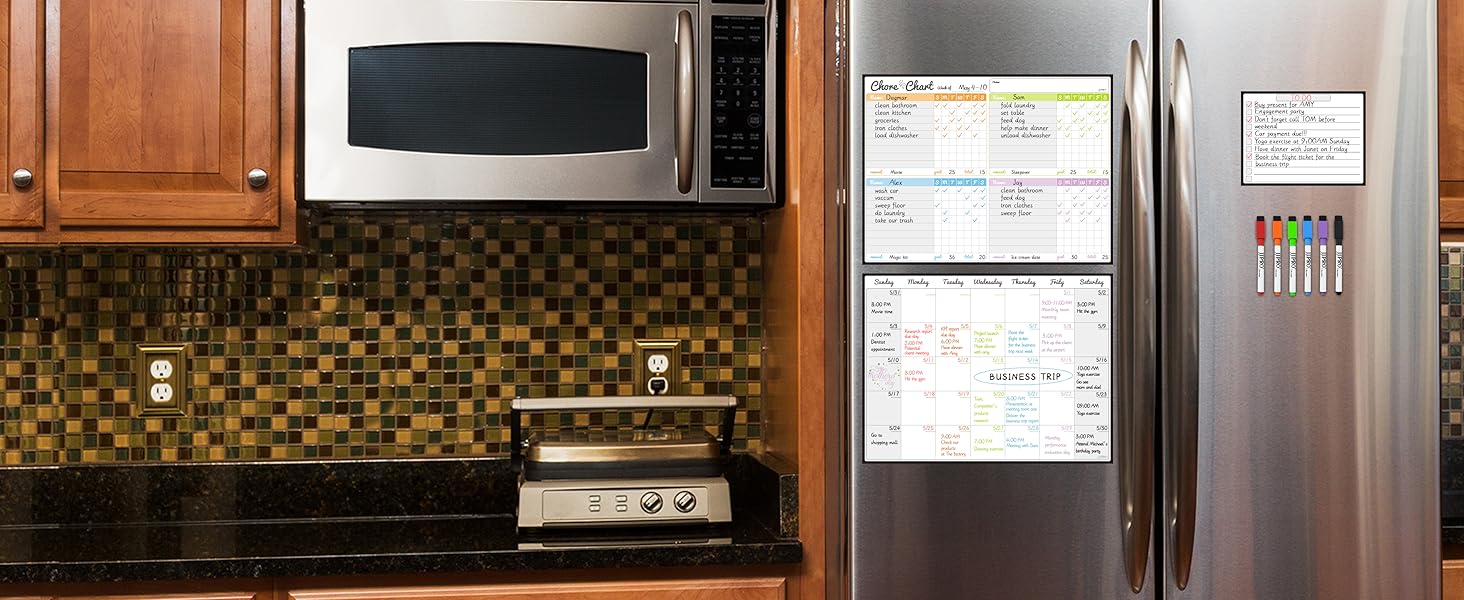 colorful chore chart and monthly calendar bundle set