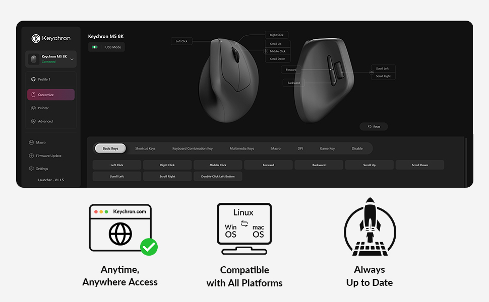 Keychron M5 Wireless Ergonomic Mouse