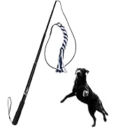 SYOOY Dog Extendable Teaser Wand Pet Teasing Flirt Pole Interactive Toy with 1 Cotton Chewing Rop...