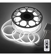 Aclorol 20M White COB LED Strip Lights Outdoor Waterproof Flexible COB Light Strip Dimmable Cold ...