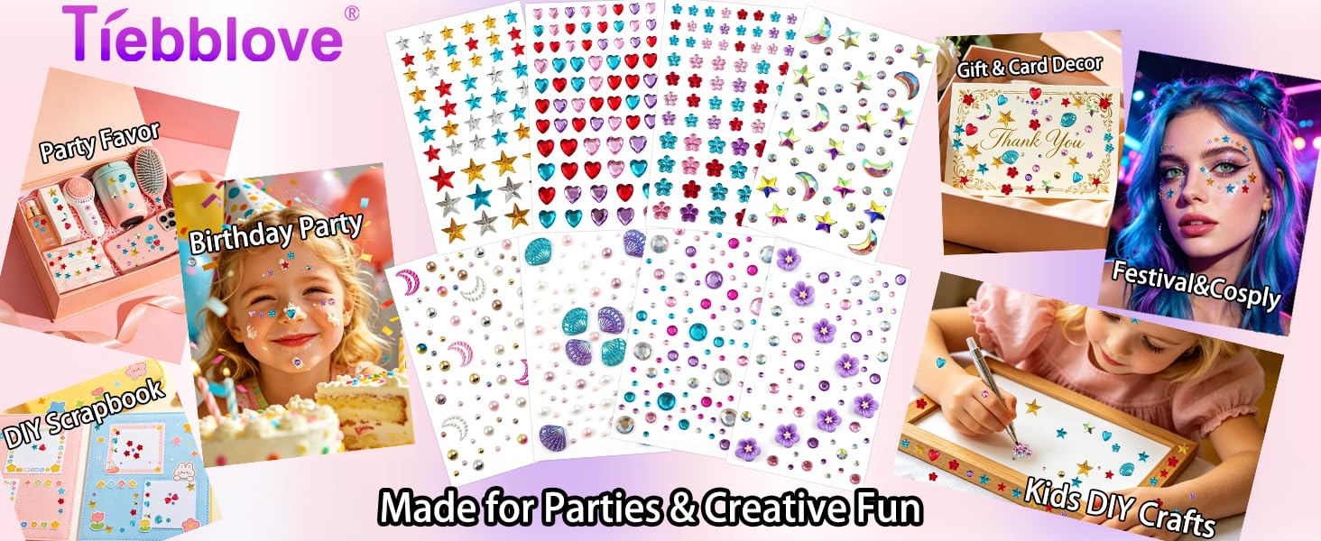 Tiebblove Gem Stickers-Self-Adhesive Face Jewelry Stickers