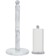 Handmade Marble Paper Towel Holder - 12" Upright Paper Roll Dispenser with Heavy Non-Slip Base fo...