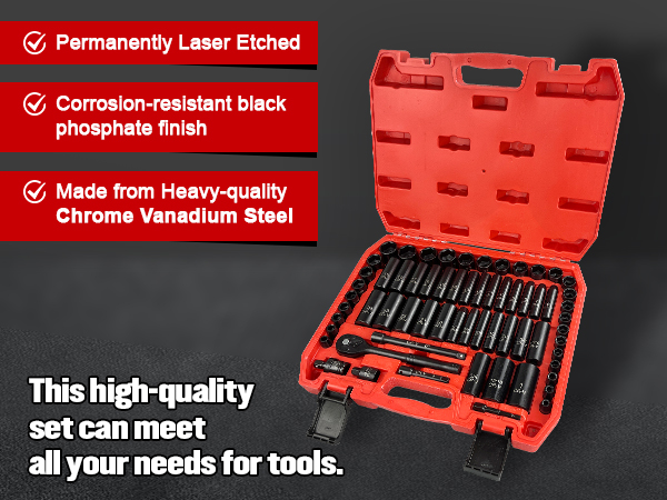 64pcs 3/8" Socket Set,Drive Impact Socket Set