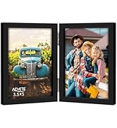 AEVETE 3.5x5 Picture Frames Double Hinged Wood Folding Photo Frames Vertical with Plexiglass Fron...