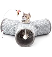Tempcore Pet Cat Tunnel Tube Cat Toys 3 Way Collapsible, Cat Tunnels for Indoor Cats Fleece-Lined...
