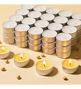 Simeitol Soy Tealight Candles 100 Pack [4 Hours Long Burning] Unscented White &amp; Smokeless Tea Can...