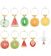 BENECREAT 9Pcs Enamel Fruit Wine Glass Charms for Summer Weddings and Bachelorette Parties, 1.73~...