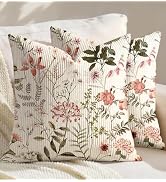 Kokaaee Corduroy Throw Pillow Covers 18x18 - Set of 2 Decorative Spring Pillow Covers with Zipper...