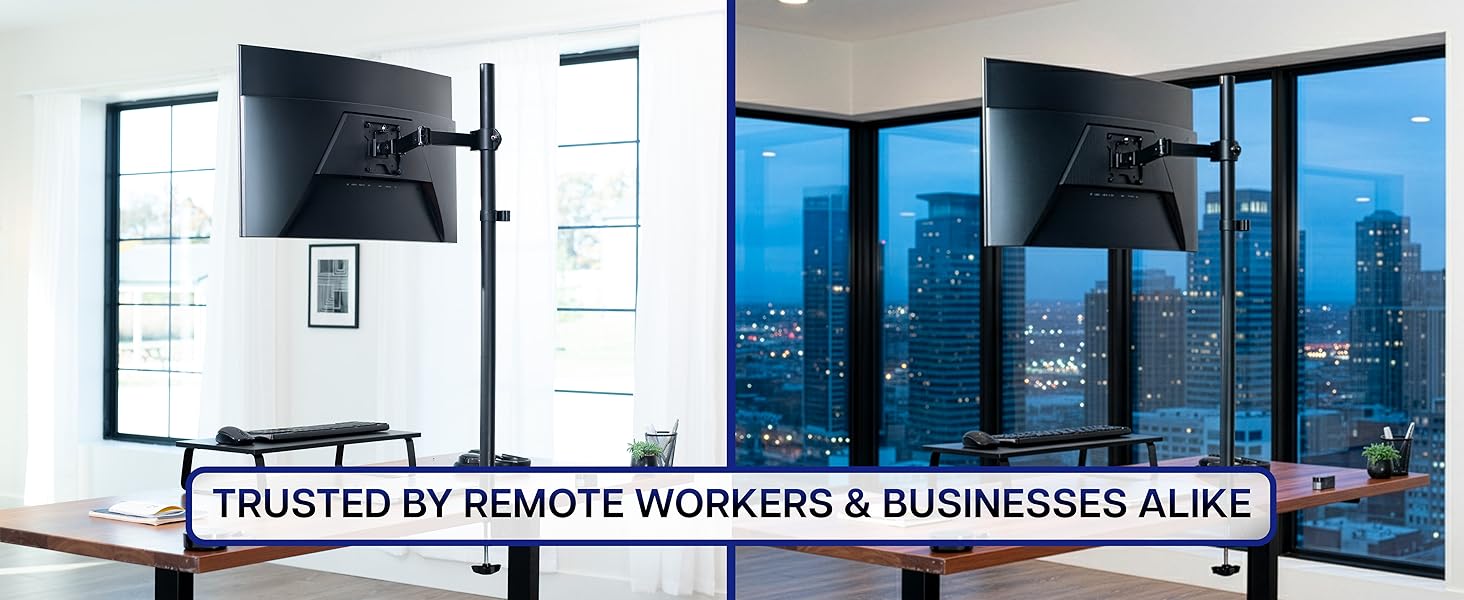 tall monitor mount adjustable desk stand clamp grommet tilt swivel rotate ergonomic setup