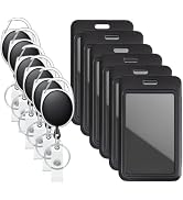 Black Badge Holders with 3 Pack Retractable Keychains â?? Multi-Card ID Card Badge Reel for Work, O...