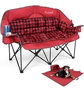 Pcuauld Double Camping Chair, Padded Loveseat Camp Couch for Adults, Oversized 2 Person Love Seat...